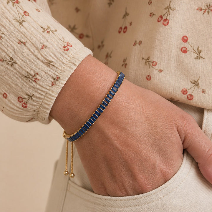 Adjustable Blue Crystal Tennis Bracelet