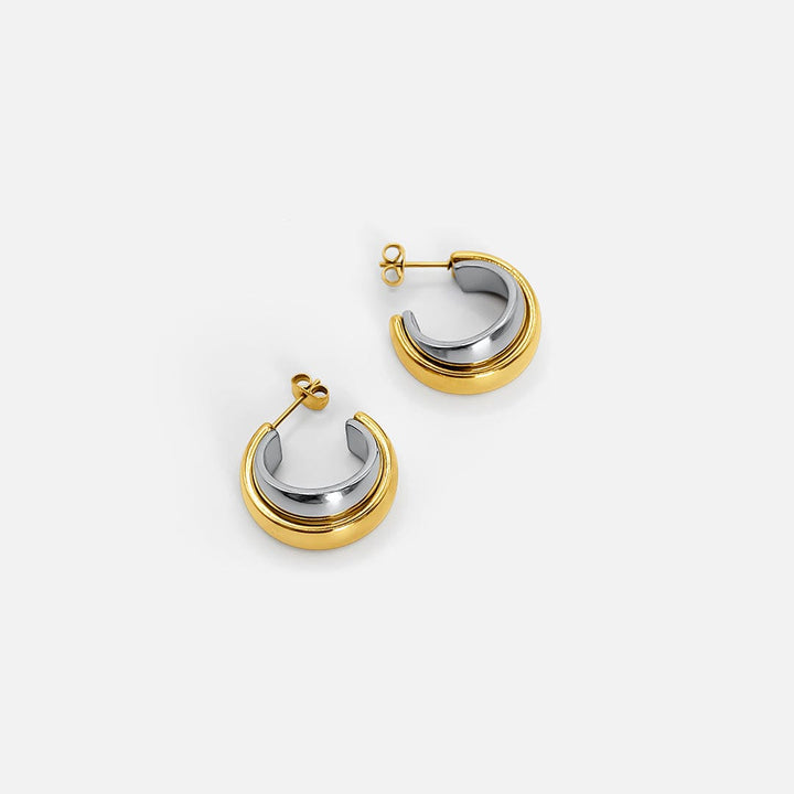 Stylish Two Tone Gold and Silver Earrings