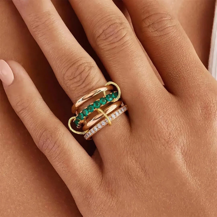 Glittering Crystals Stacked Rose Gold Ring