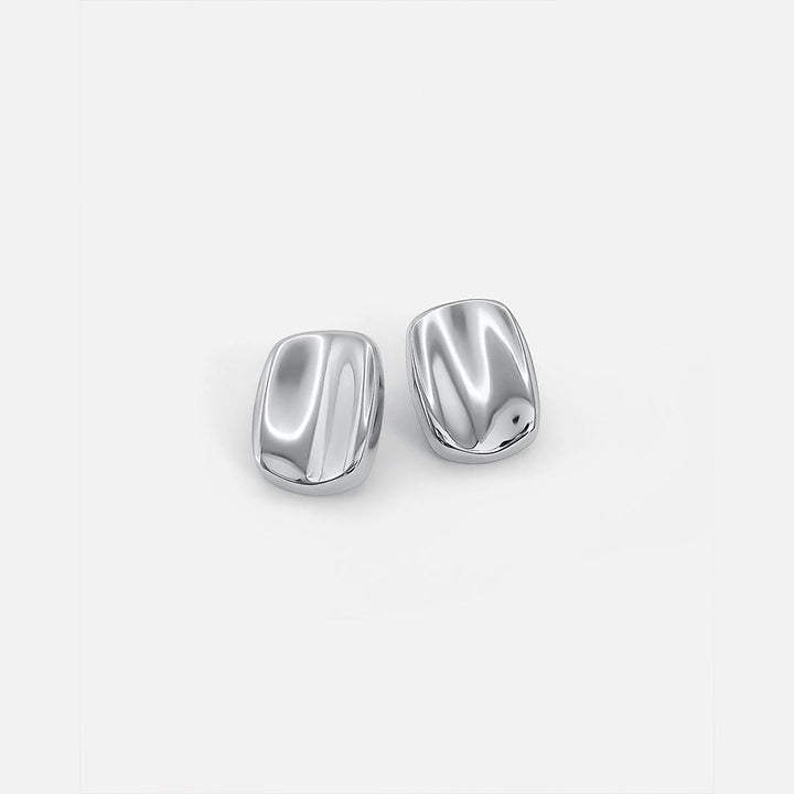Radiant Rectangular Silver Stud Earrings