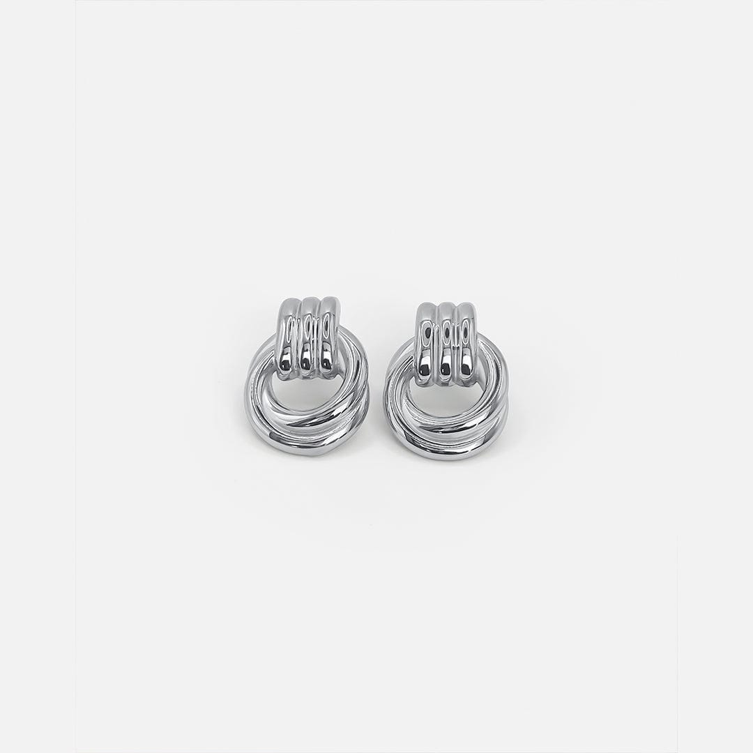 Graceful Silver Linked Knot Earrings