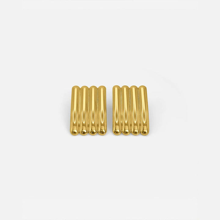 Artistic Gold Long Ribbed Earrings