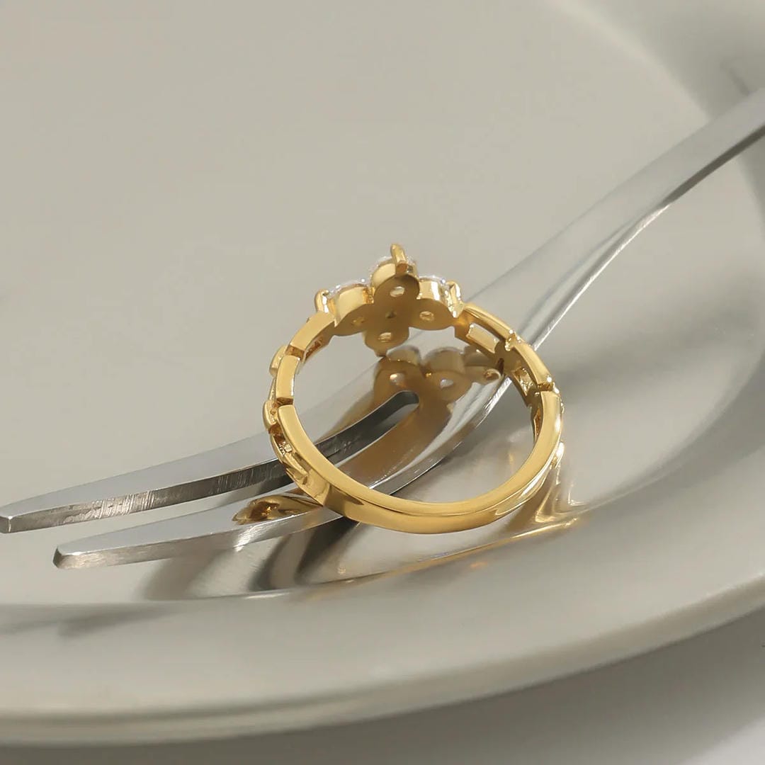 Radiant Floral Crystal Ring
