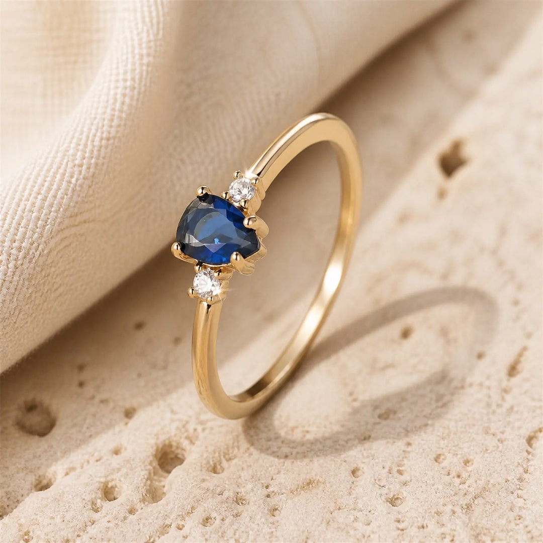 Minimalist Pear Cut Royal Sapphire Ring