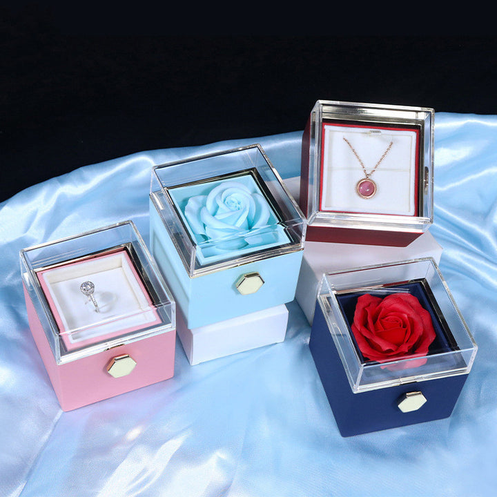 Rose gift box with rotating jewellery drawer