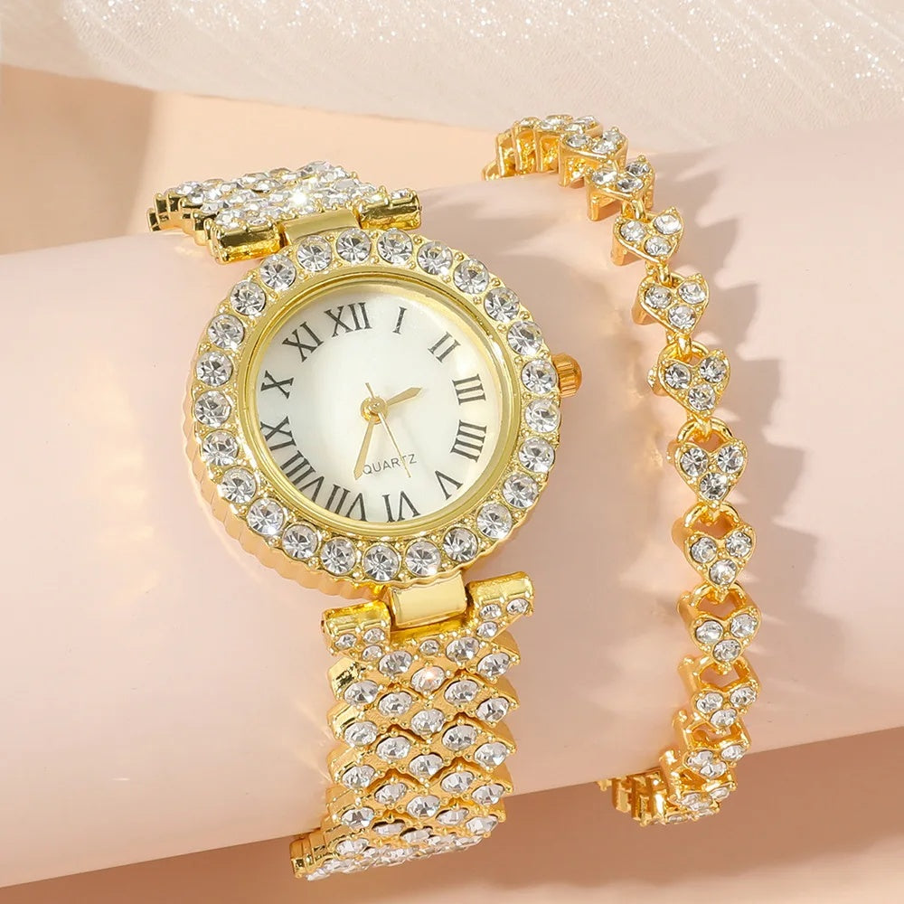 Rhinestone watch with matching jewellery set