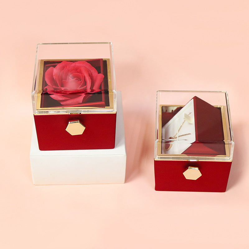 Rose gift box with rotating jewellery drawer