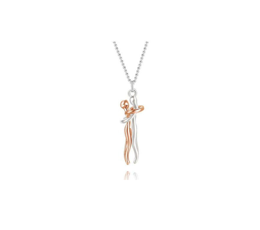 Hug couple necklace with cute cartoon pendant, matching gift