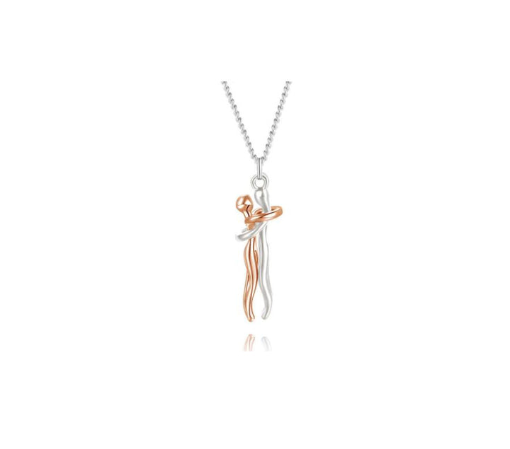 Hug couple necklace with cute cartoon pendant, matching gift
