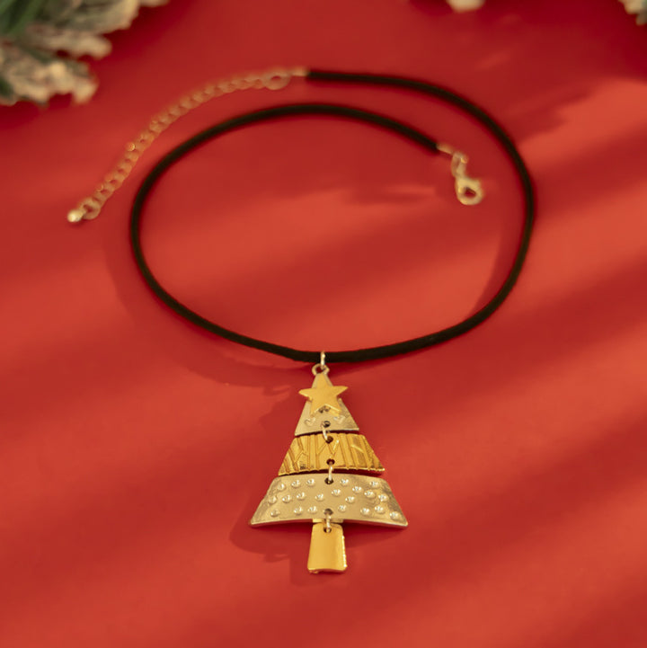 Enamel Christmas tree pendant and earrings