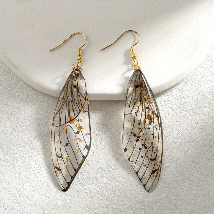 Butterfly Wing Resin Drop Earrings