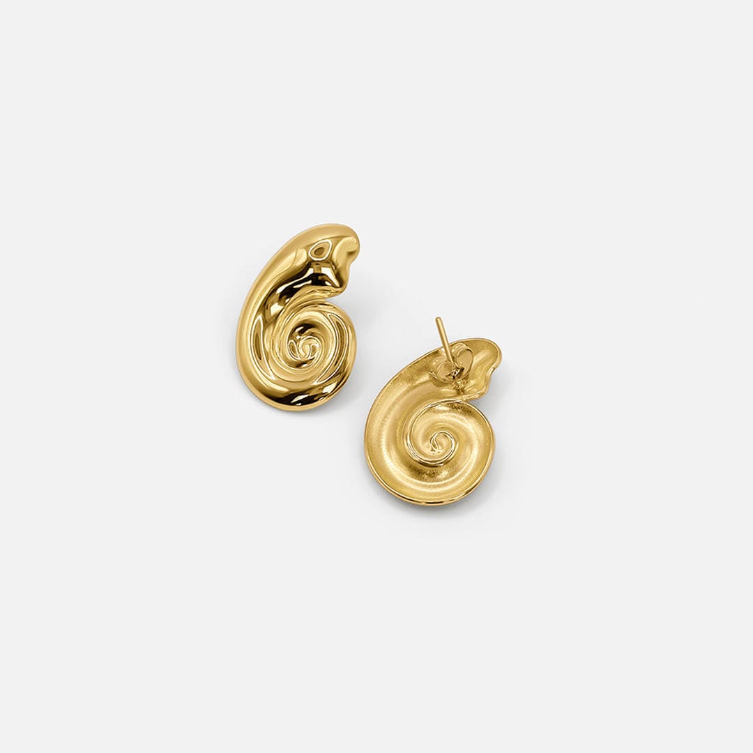 Modernist Gold Seashell Studs
