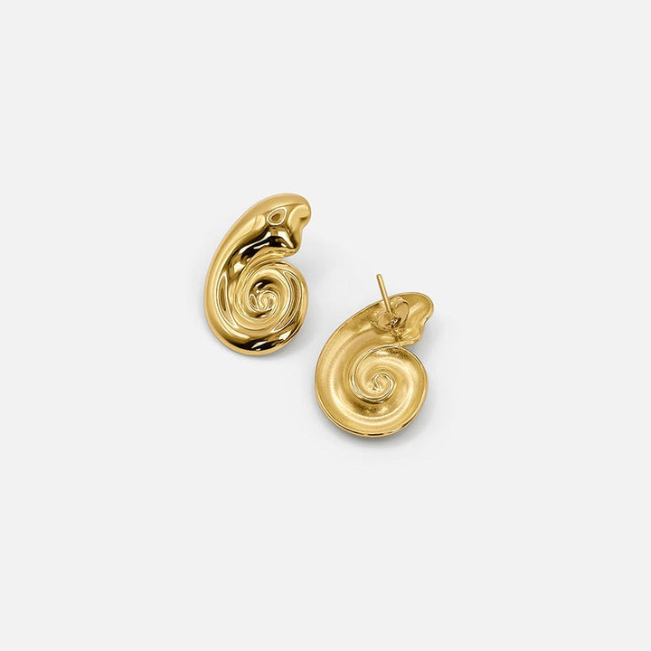 Modernist Gold Seashell Studs