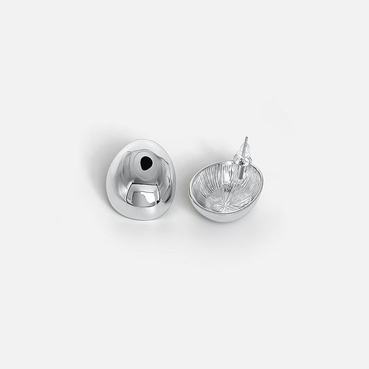 Polished Silver Oval Earrings