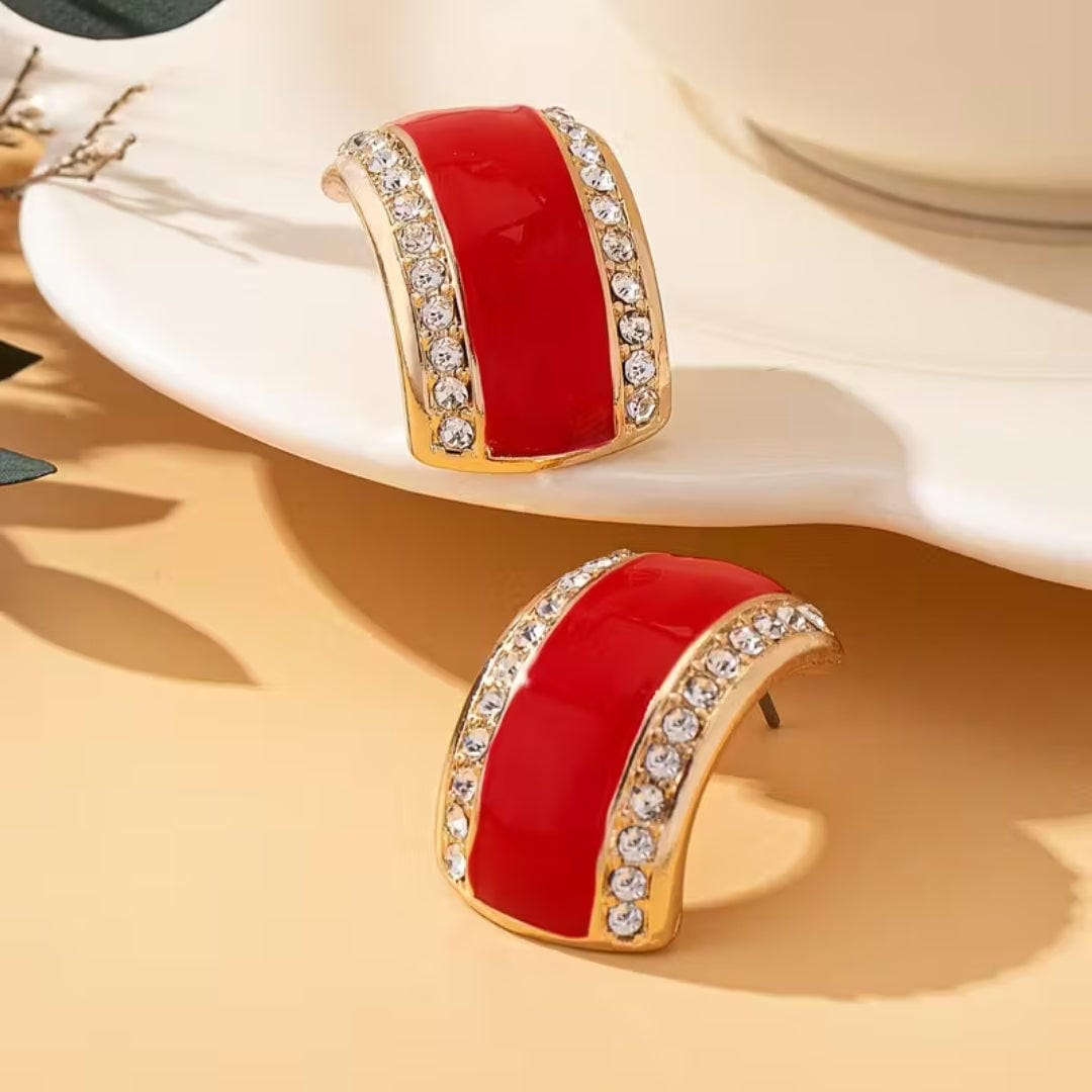 Emerald Paved Half Hoop Earrings