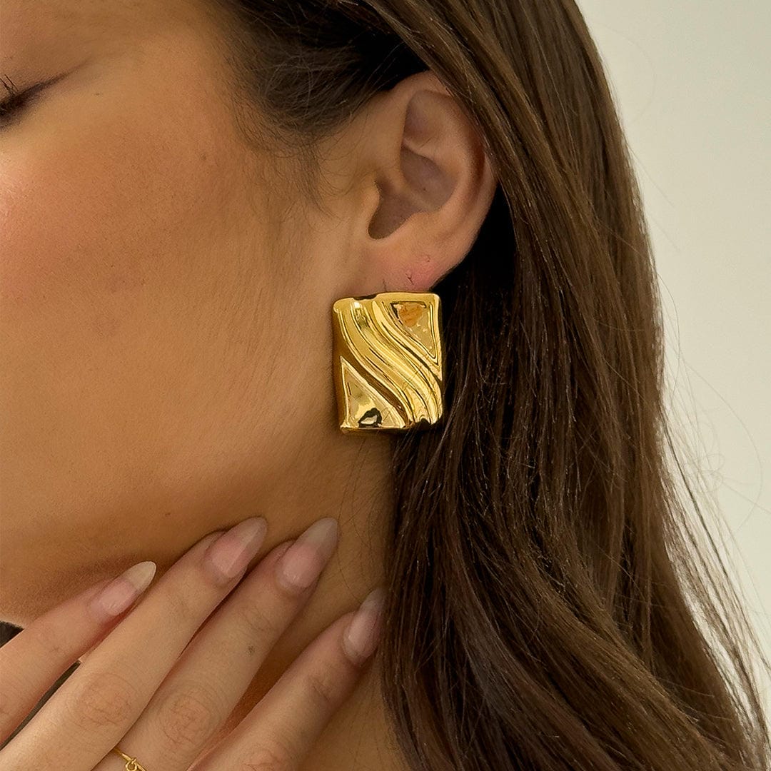 Timeless Gold Cube Statement Studs