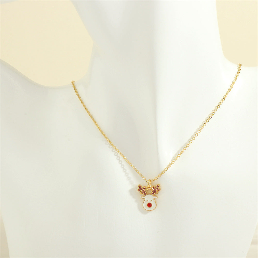 Enamel Christmas charm pendant necklace