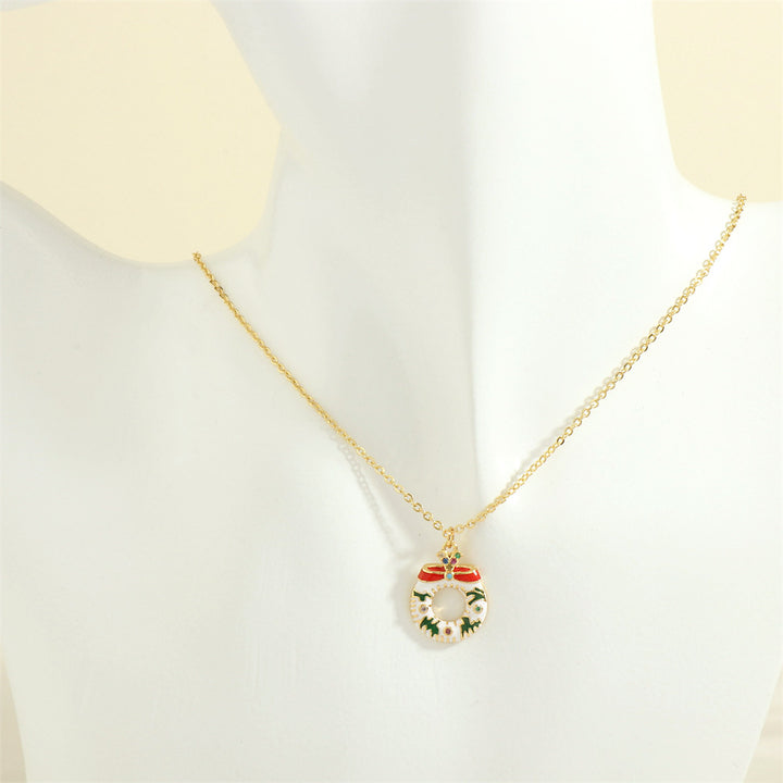 Enamel Christmas charm pendant necklace