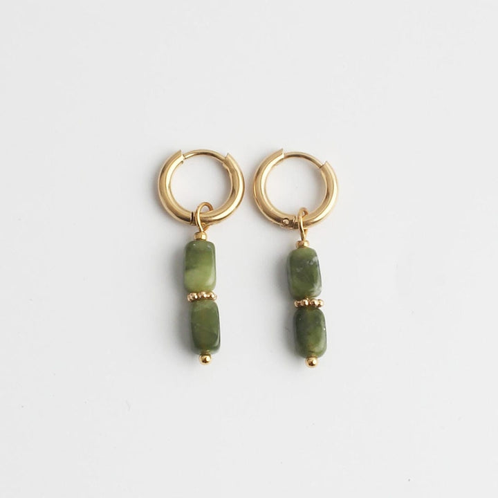 Gorgeous Dual Green Stone Drop Earrings