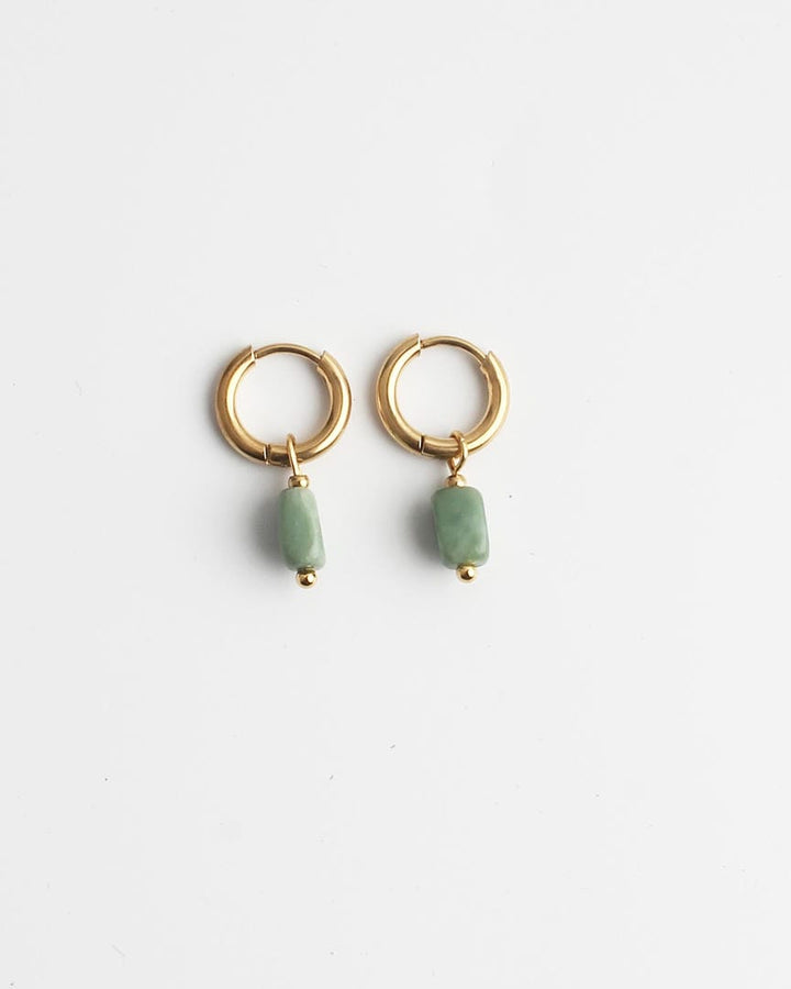 Minimalist Stone Hoop Earrings