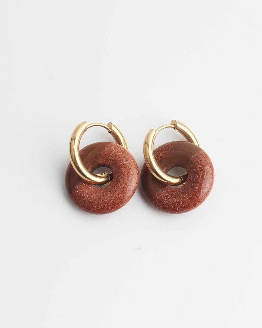 Stone Donut Hoop Earrings