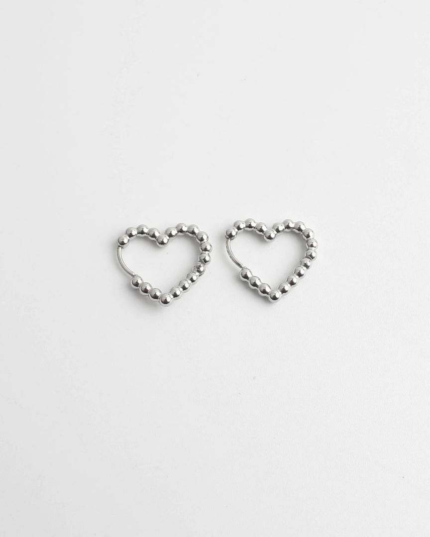 Beaded Heart Hoop Earrings