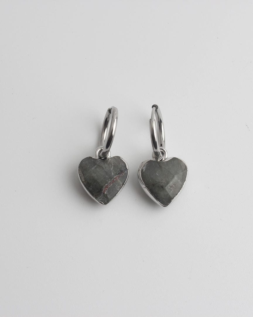 Heart Stone Hoop Earrings