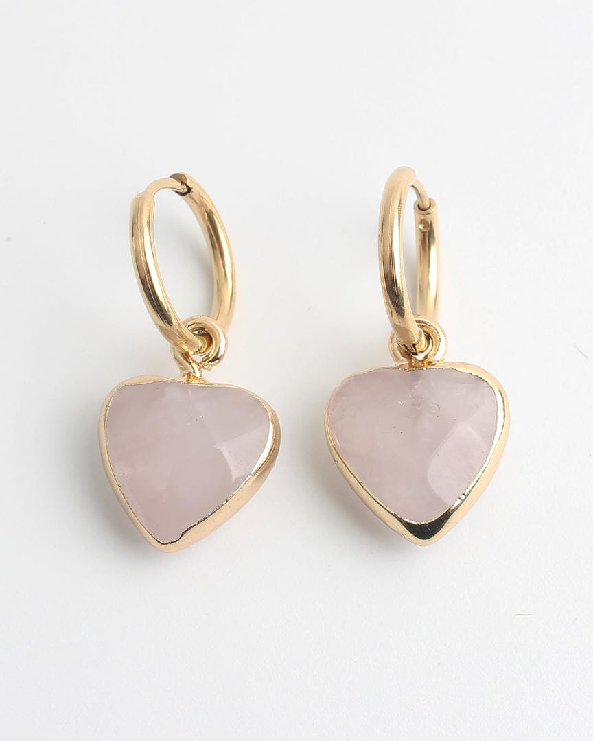 Heart Stone Hoop Earrings