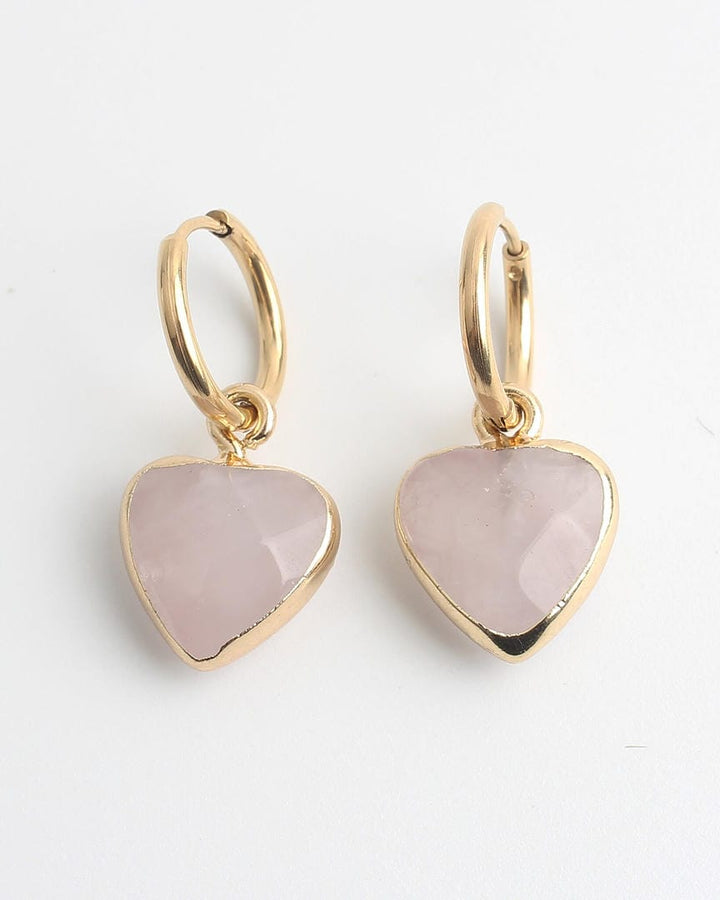 Heart Stone Hoop Earrings