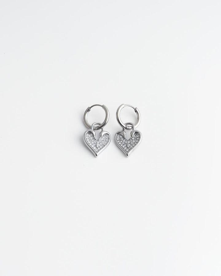 Sparkling Heart Hoop Earrings