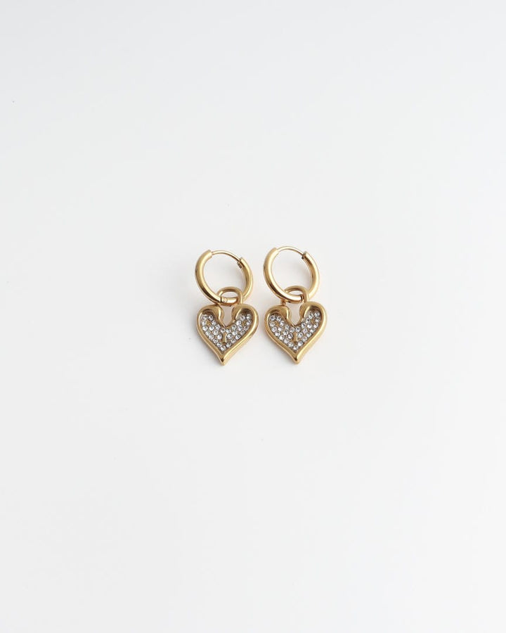 Sparkling Heart Hoop Earrings