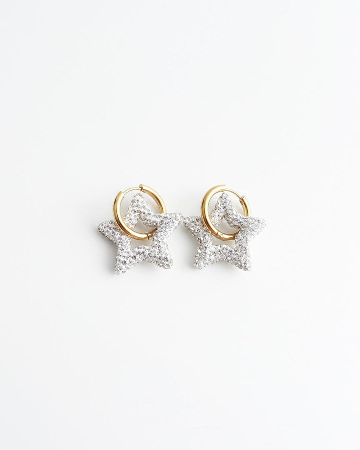Toned Crystal Star Earrings