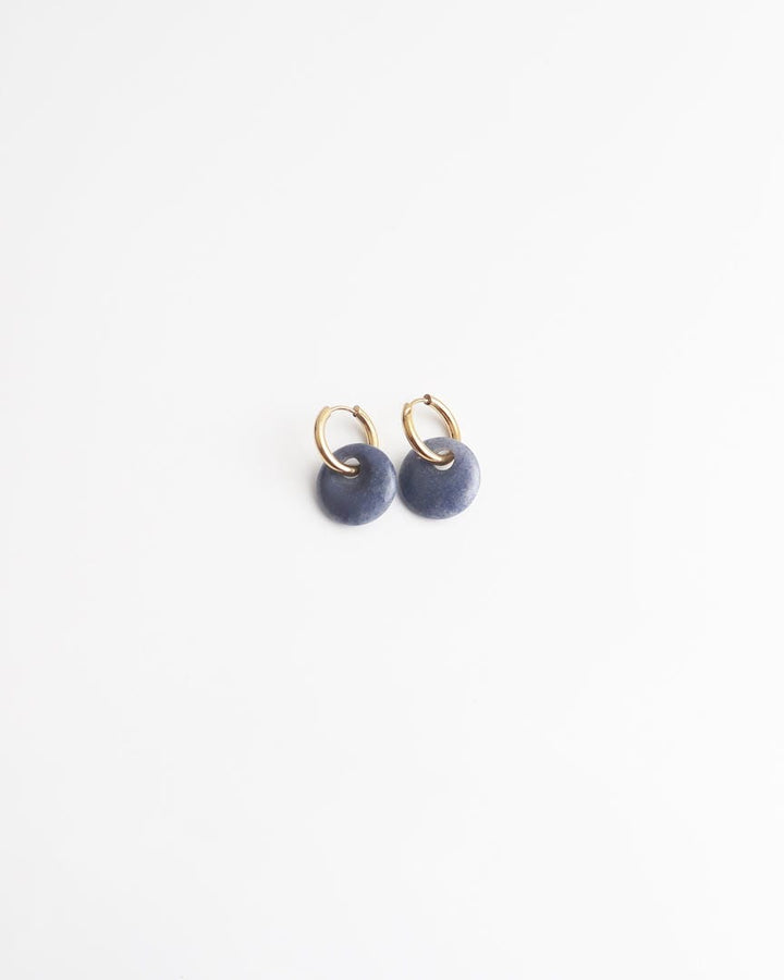 Round Stone Hoop Earrings