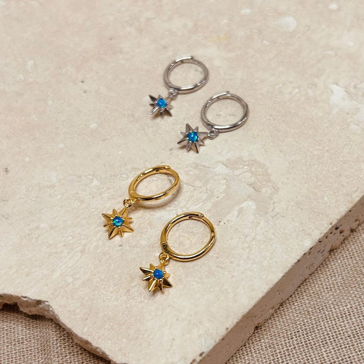 Opal Starburst Hoops Earrings
