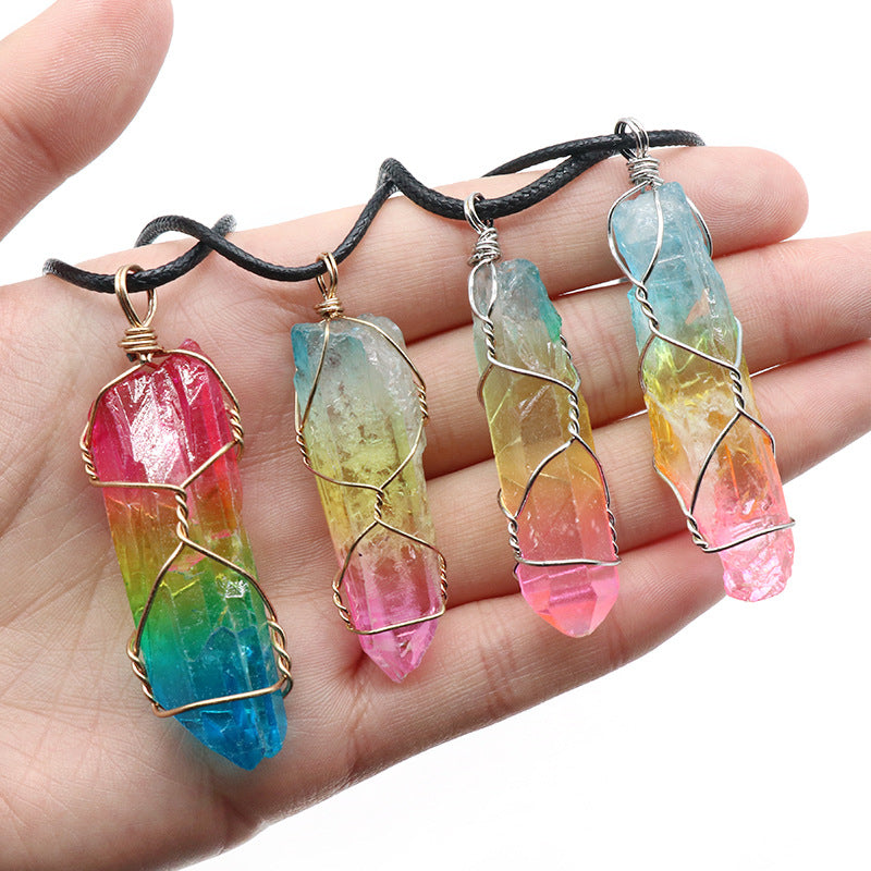 Wire wrapped crystal tree of life pendant