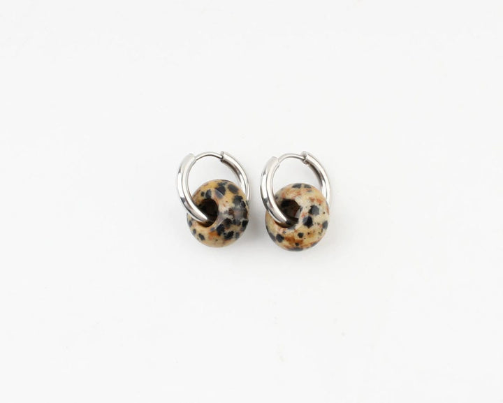 Stone Donut Hoop Earrings