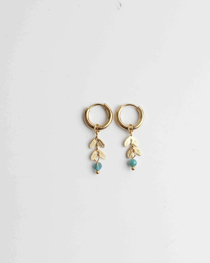 Leaf Stone Hoop Earrings