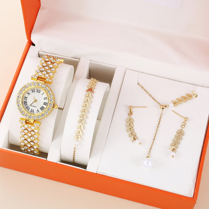 Rhinestone watch with matching jewellery set