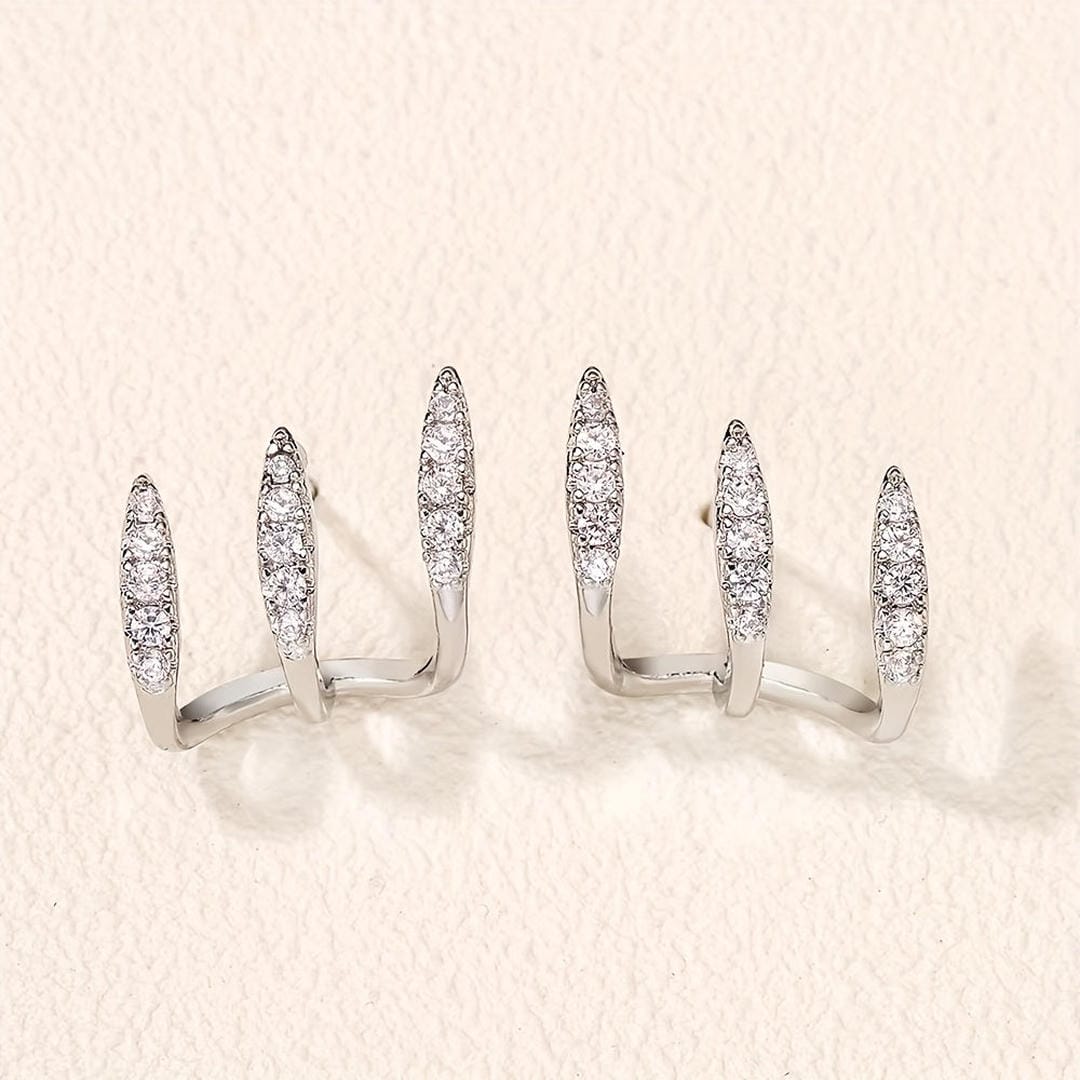 Elegant Rhinestone Three Claw Earrings