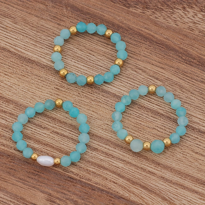 3pcs Set Amethyst Beaded Rings