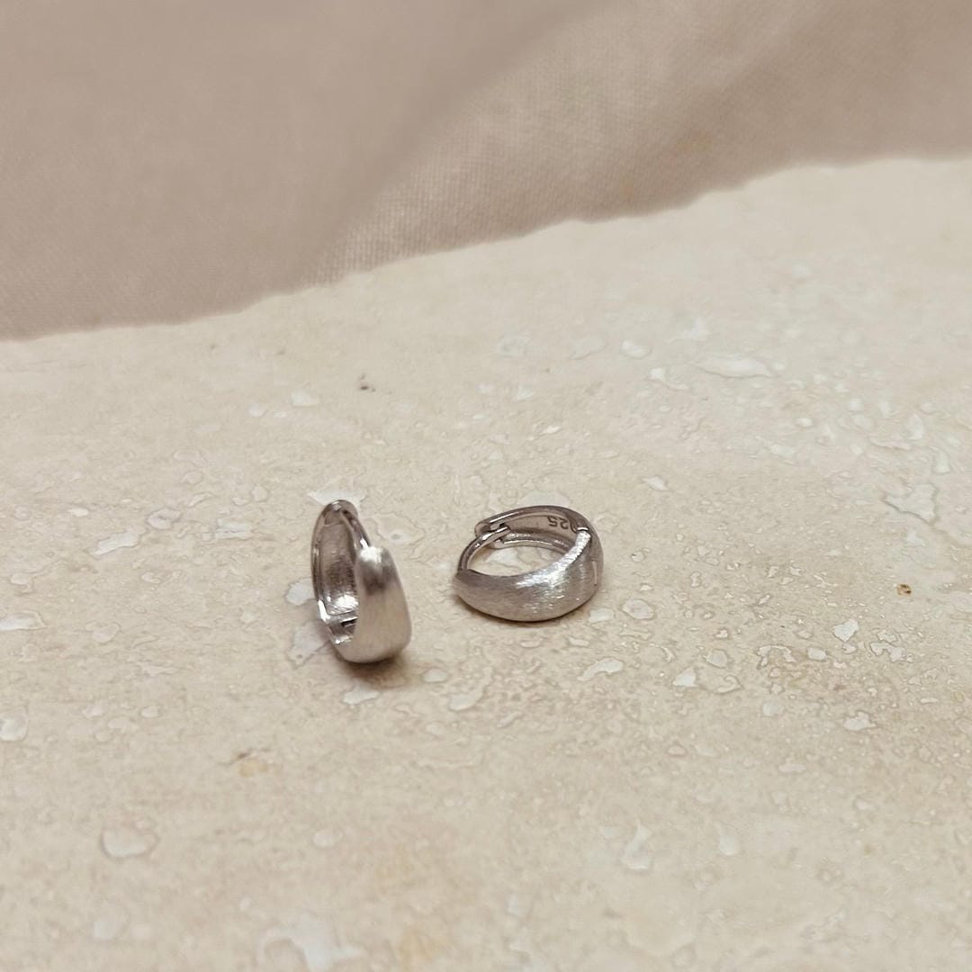 Wide Brushed Huggie Hoops
