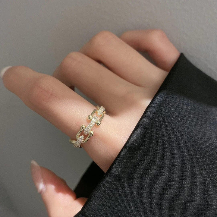 Dazzling Crystal Gold Open Ring