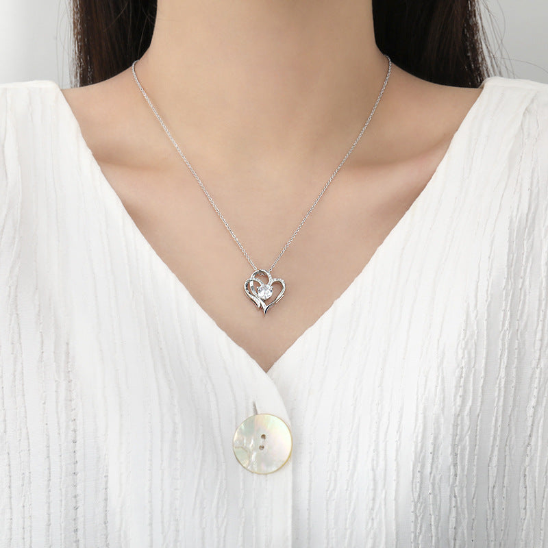 Double heart pendant with zircon