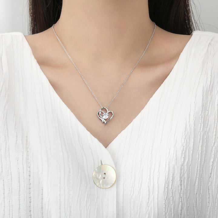 Double heart pendant with zircon