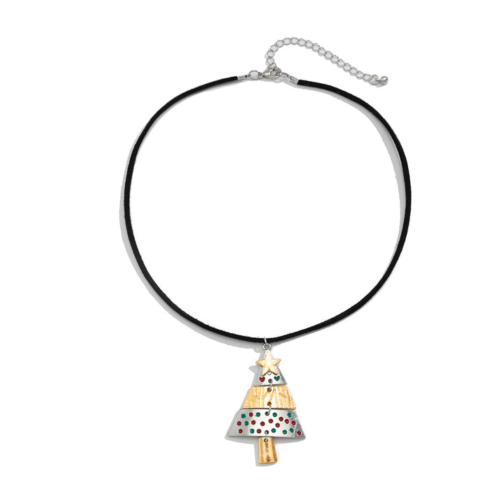 Enamel Christmas tree pendant and earrings