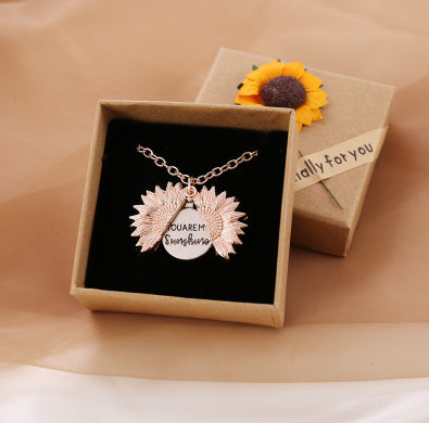 You Are My Sunshine sunflower pendant necklace, optional gift box