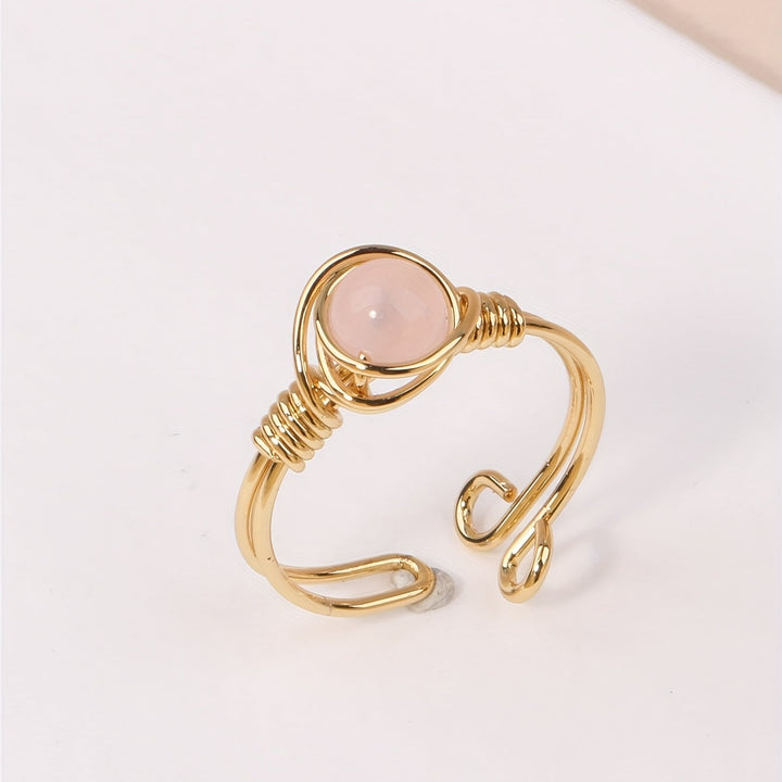 Irregular Golden Wire Wrapped Gemstone Ring
