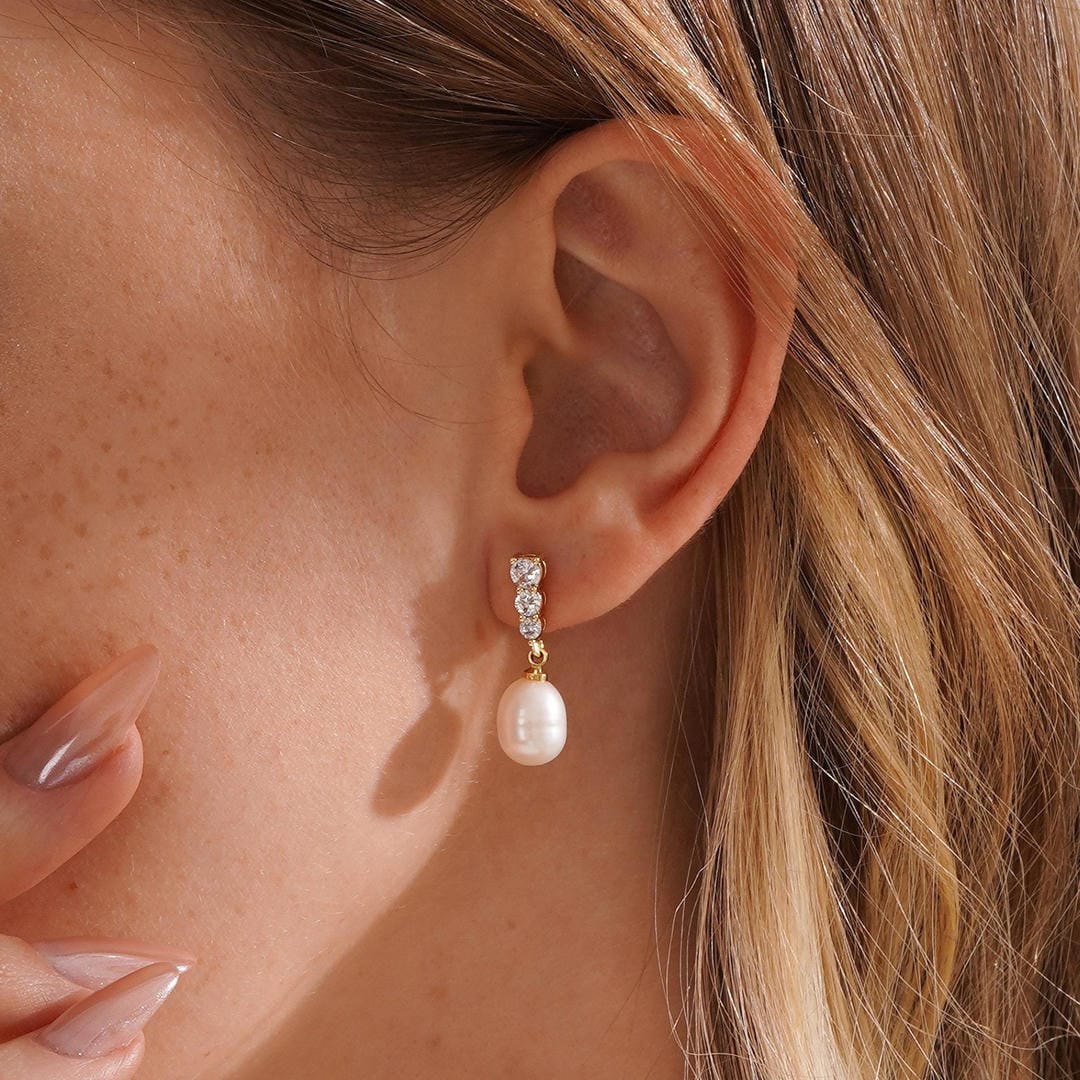 Pearl Drop Trio Sparkle Studs
