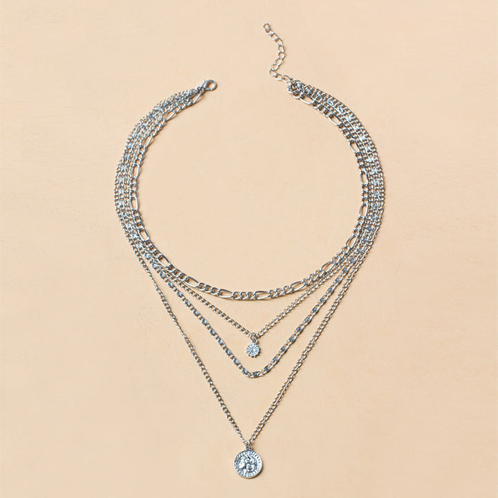 Layered gold coin chain necklace