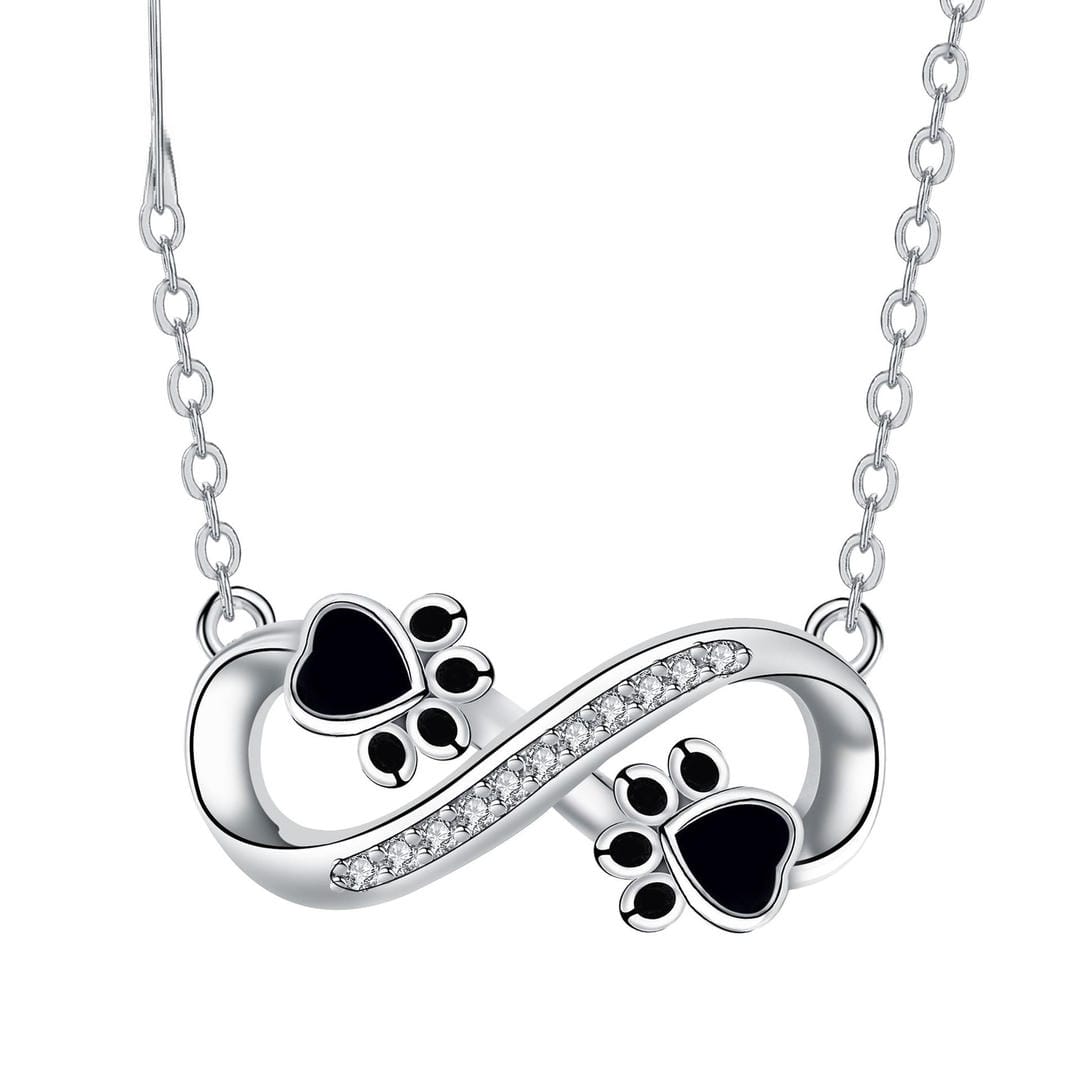 Infinity Paw Print Zirconia Necklace